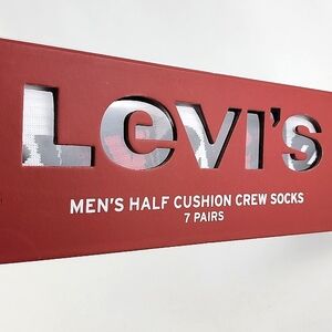 Levi's Men's Half  Cushion Crew Socks 7 Pairs Sock Size 10-13 Shoe Size 8-12.5